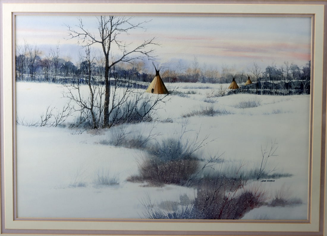 Glenn Scott Kuhnly Watercolor - "Winter Encampment" (1 of 3)