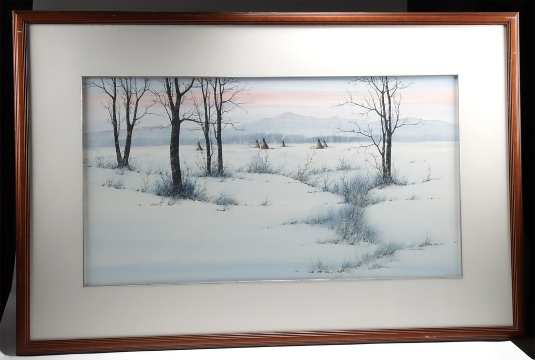 Glenn Scott Kuhnly Watercolor - Snow and Teepees (1 of 3)