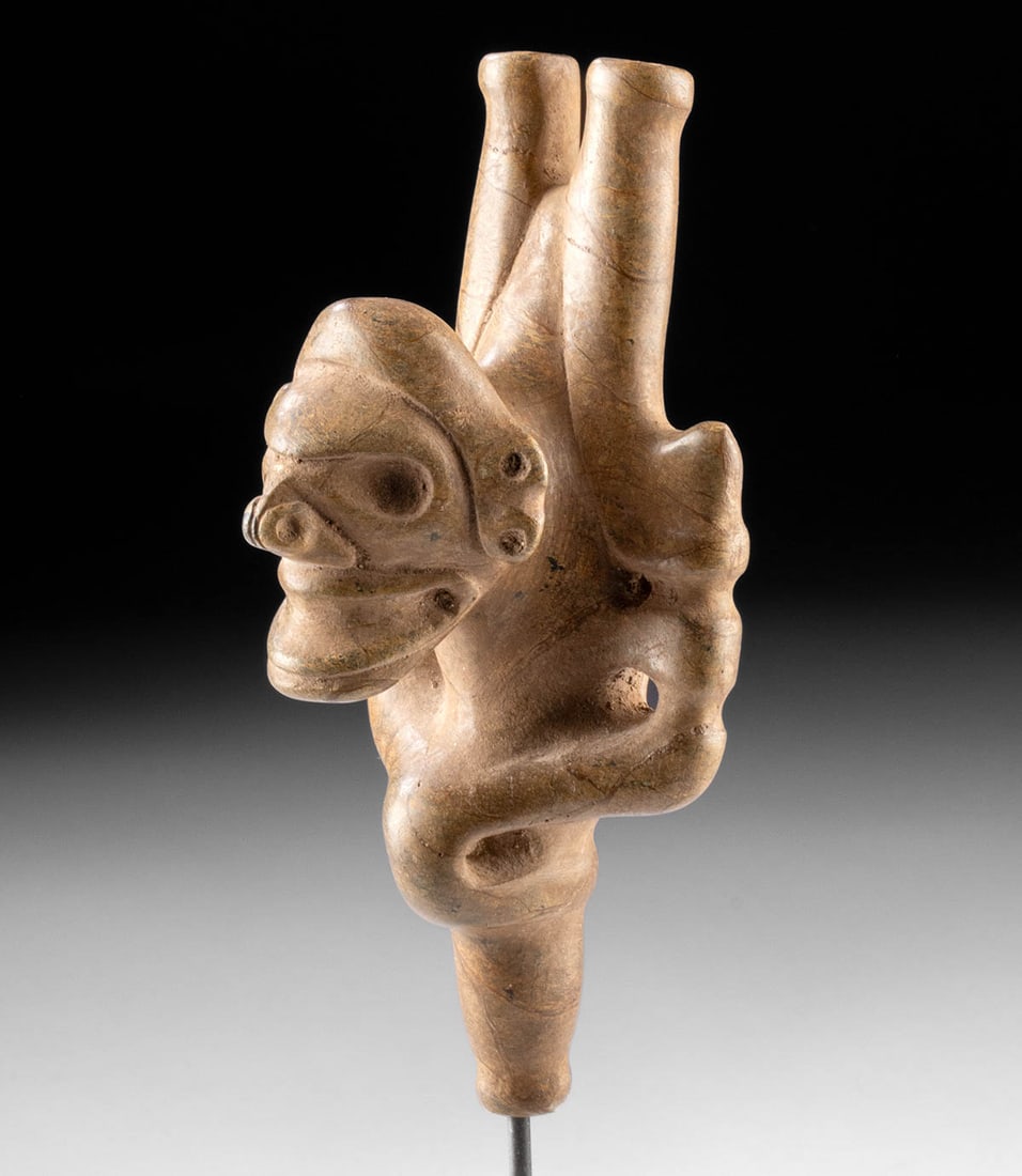 Fine Taino Stone Figural Double Cohoba Inhaler (1 of 4)