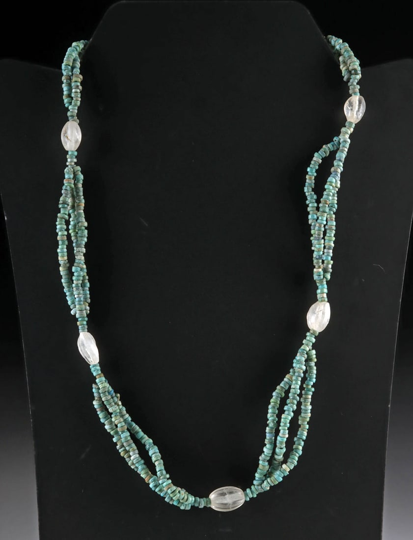 Egyptian Faience Seed & Quartz Melon Bead Necklace (1 of 3)
