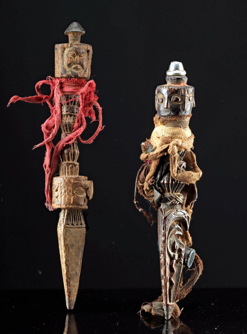 Two Tibetan Buddhist Wood Phurba Knives (1 of 2)