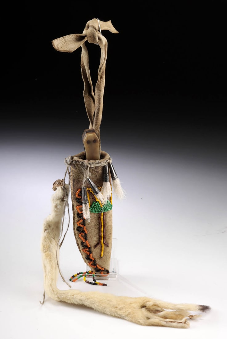 American Steel Trade Knife w/ Beaded Leather Sheath (1 of 4)