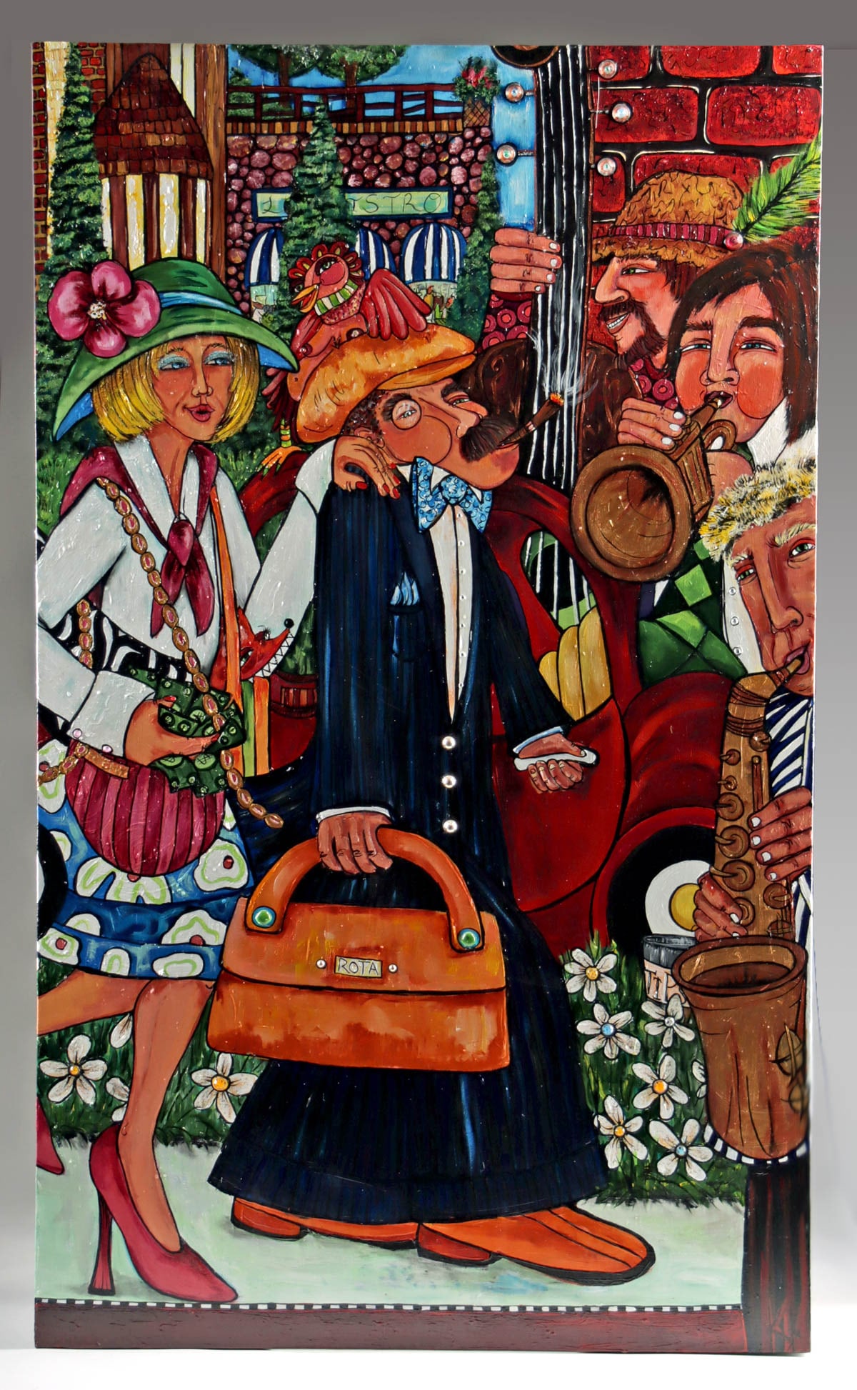 Lg Kelly Heck Mixed Media - Street Scene w/ Musicians (1 of 4)