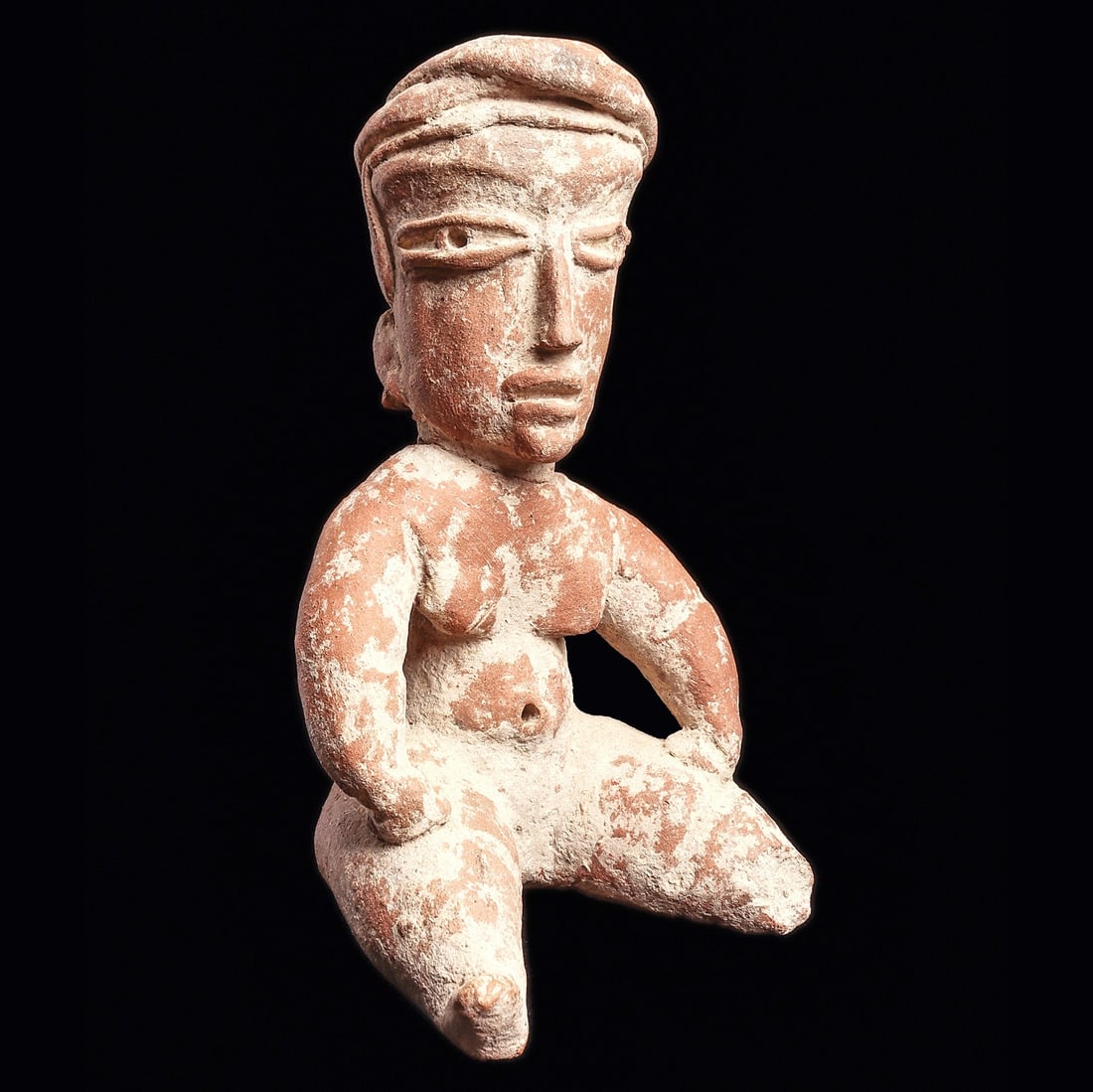 Tlatilco Seated Female Figure - Elongated Head & Headdress (1 of 4)