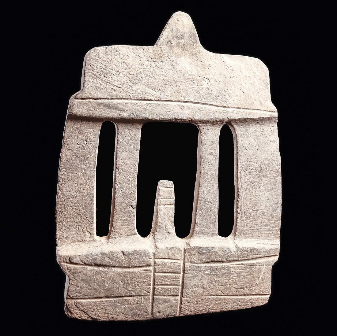 Guerrero Carved Stone Temple Model - Standing Figure & Columns (1 of 3)