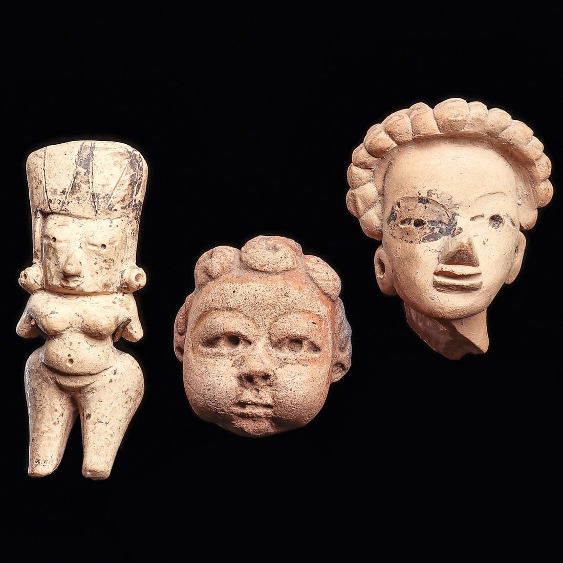 Pre-Classic Huastec Head, Olmec Head & Figure (3) (1 of 4)