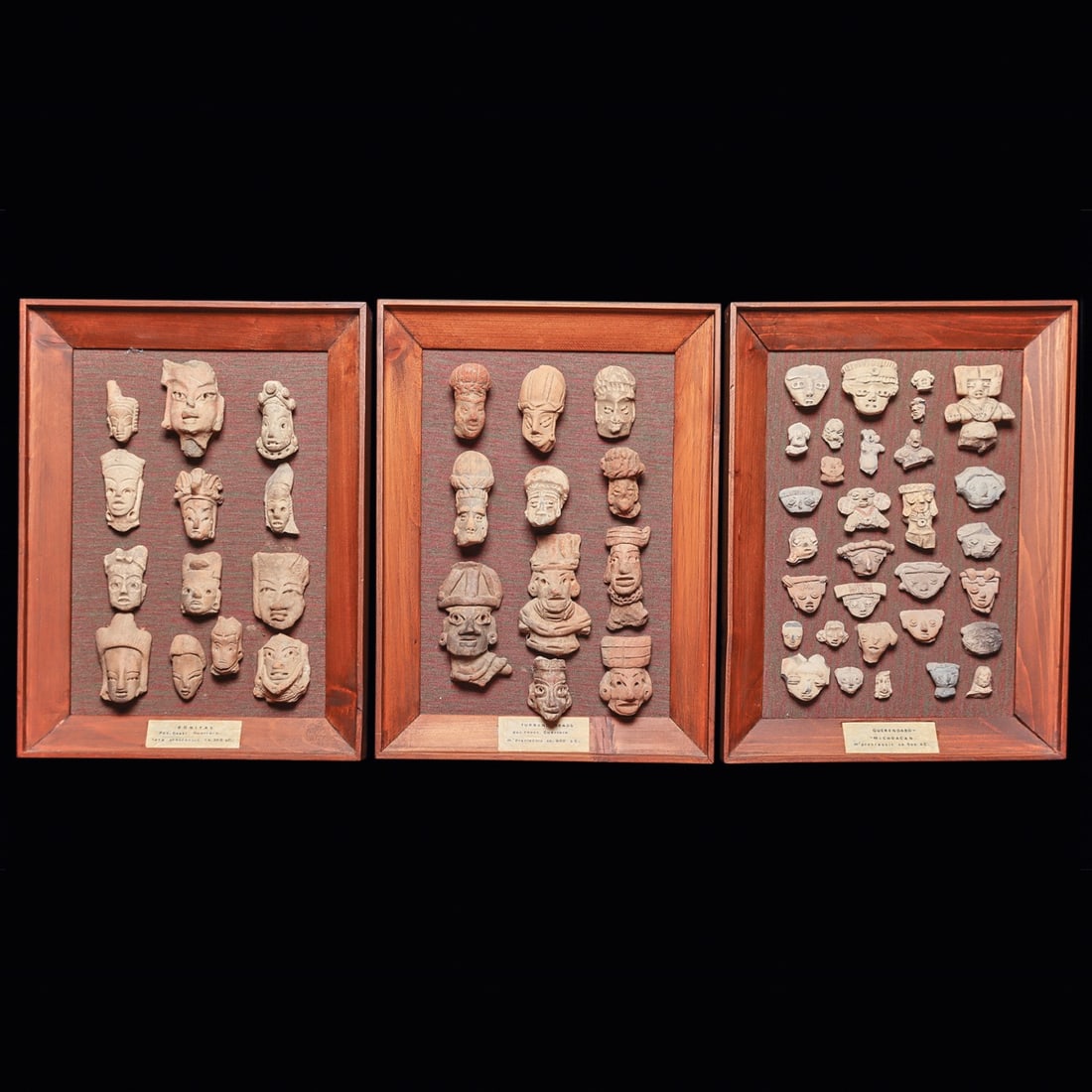 Three Framed Trays of Pre-Classic Heads (3) (1 of 4)