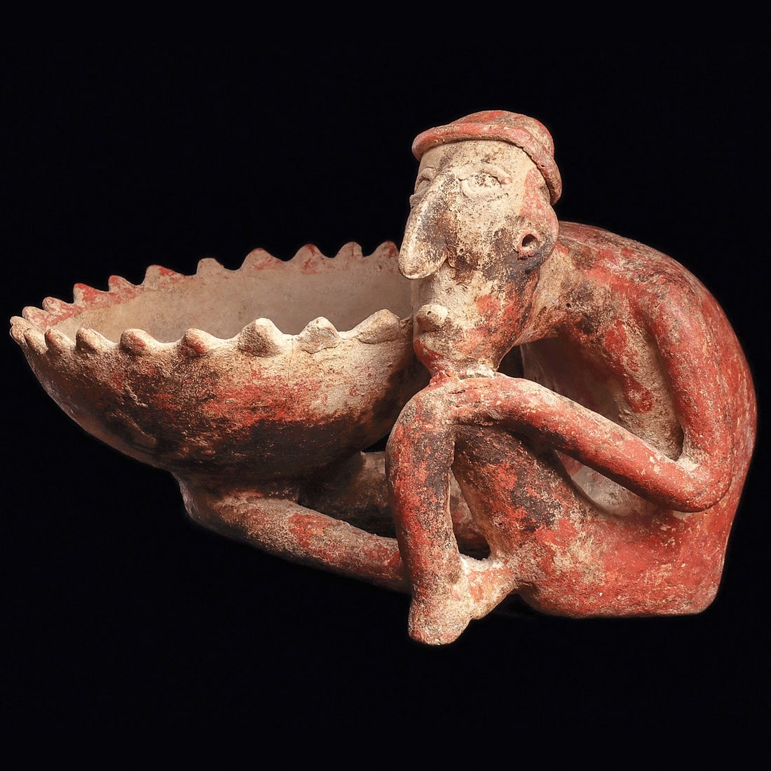 Jalisco Seated Figure - Holding Bowl, Elongated Head (1 of 4)