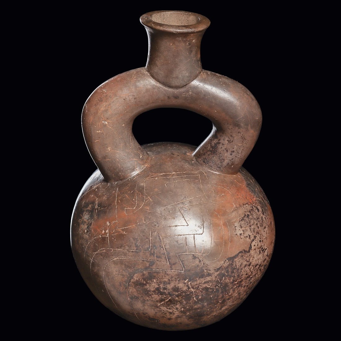 Chavin Chocolate Ware Bottle with Incised Deity (1 of 4)
