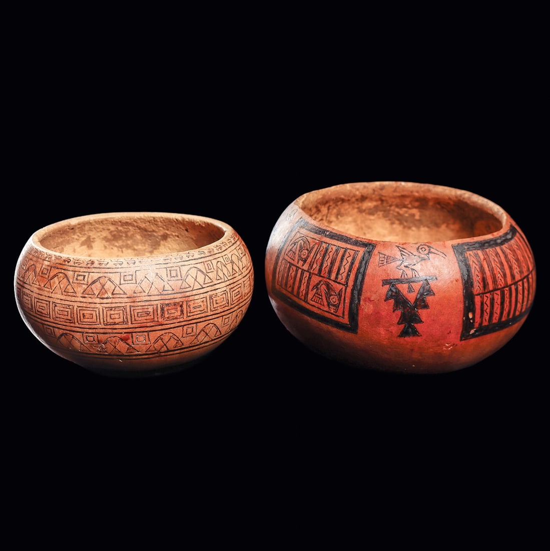 Inca Pyro-engraved Gourd Bowls (2) (1 of 4)