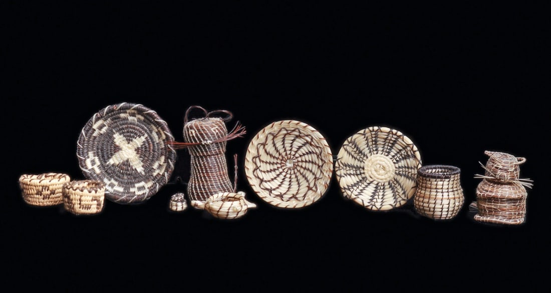 Horse Hair Basketry Miniature Trays & Vessels (10) (1 of 4)