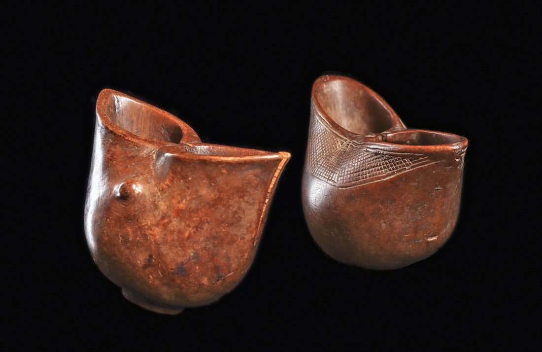 Suku Kopa Wood Ritual Cups (pr) - 2