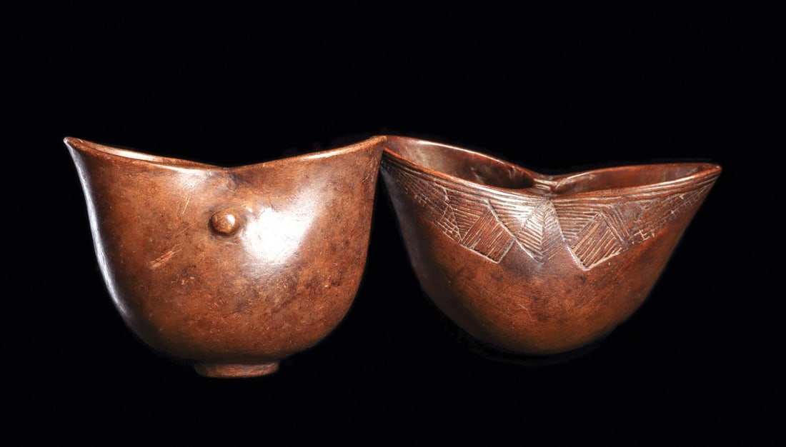 Suku Kopa Wood Ritual Cups (pr) - 4