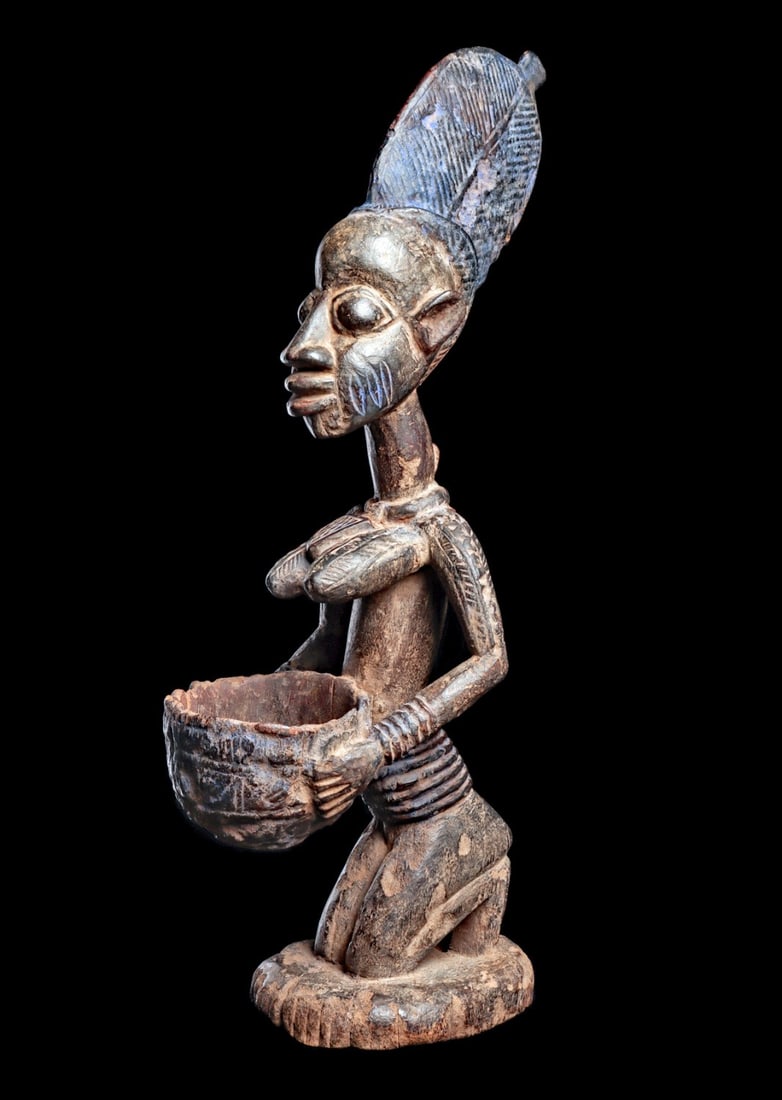 Decorative Yoruba Bowl Bearer in Style of Olowei (1 of 4)