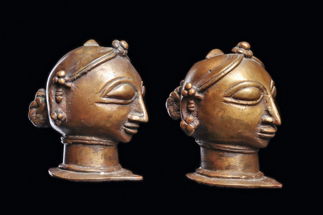 Pair of Brass Guari/Parvati Heads (1 of 4)