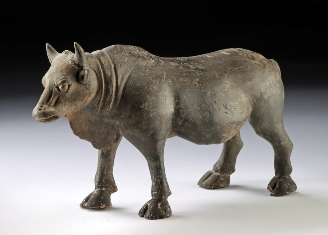 Tang Dynasty Pottery Mingqi of a Standing Ox (1 of 4)