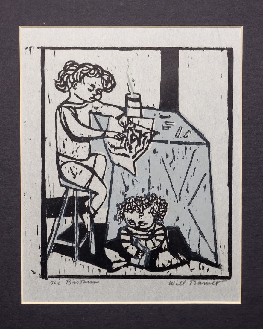 Will Barnet Woodcut "The Brothers" 1942. Edition of 100 (1 of 5)