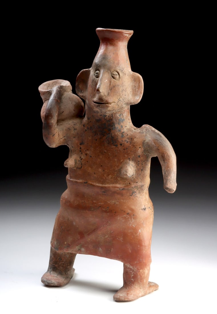 Colima Standing Female Figure with Shoulder-Borne Jar (1 of 3)