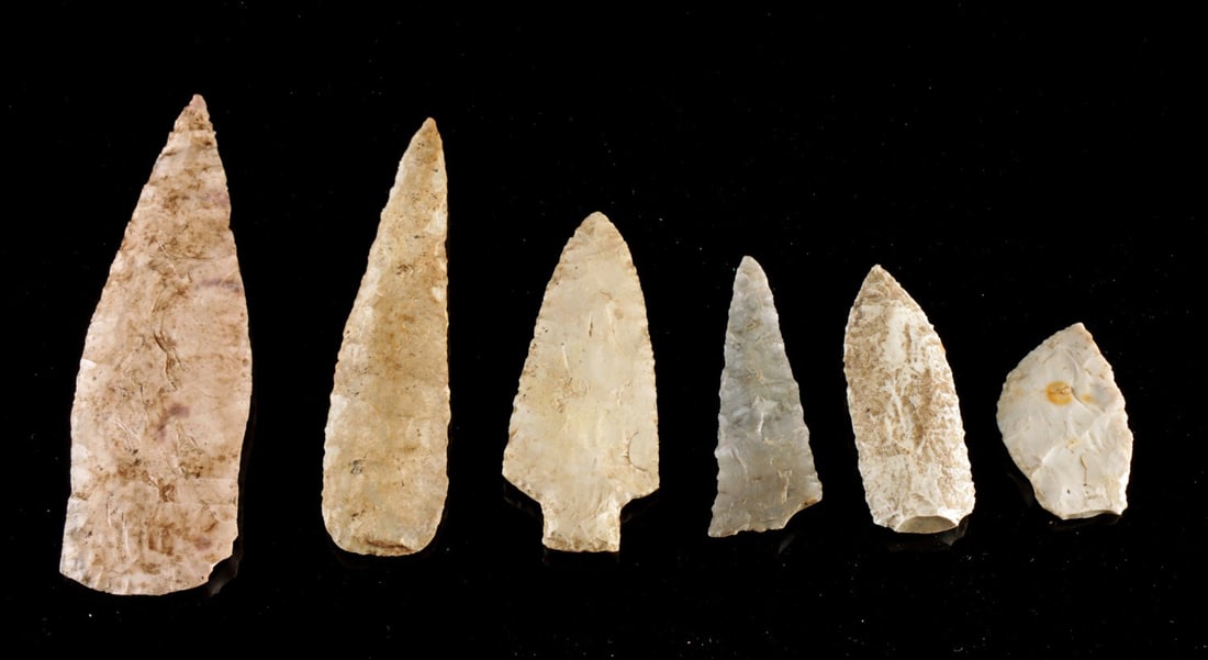 Six Ancient Native American Spear Points & Chert Tools (1 of 1)