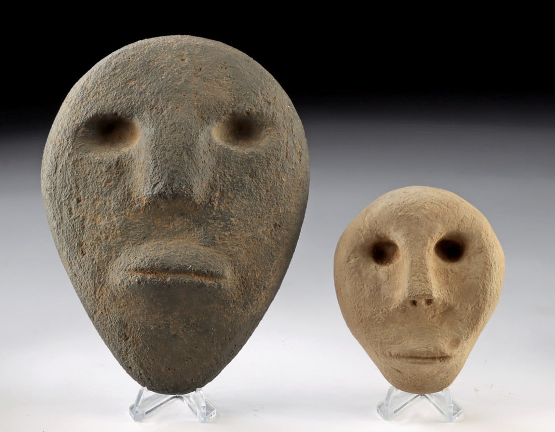 2 Native American Woodland Stone Death Masks (1 of 3)
