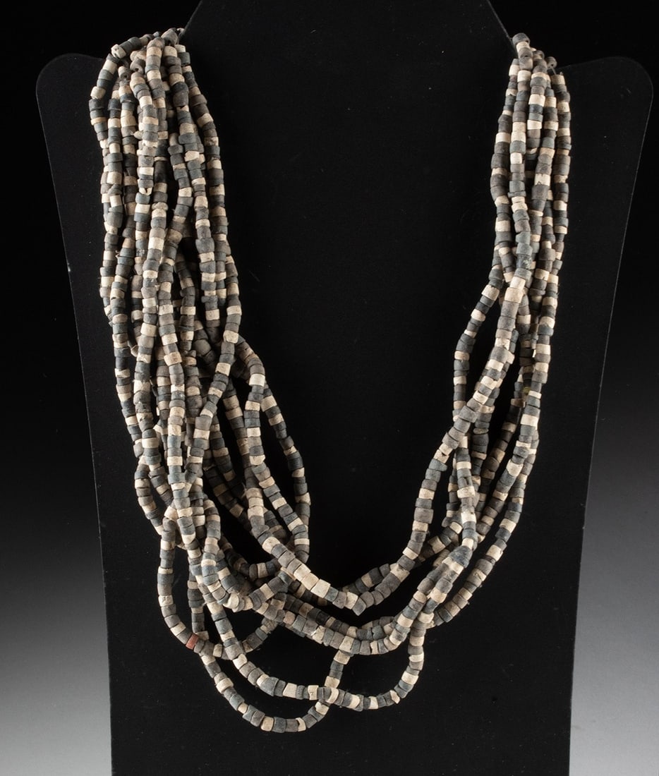 Sumerian Black Steatite & White Faience Bead Strands (1 of 1)