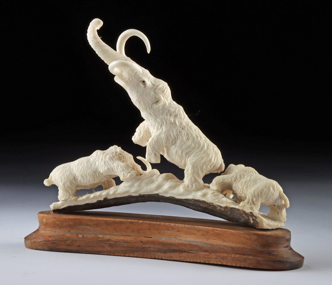 Russian Moose Antler Woolly Mammoth Carving (1 of 4)