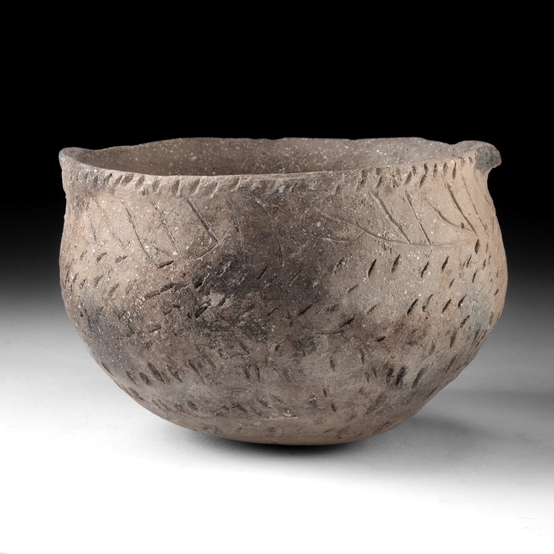 Mississippian Pottery Bowl - Etched Design (1 of 4)