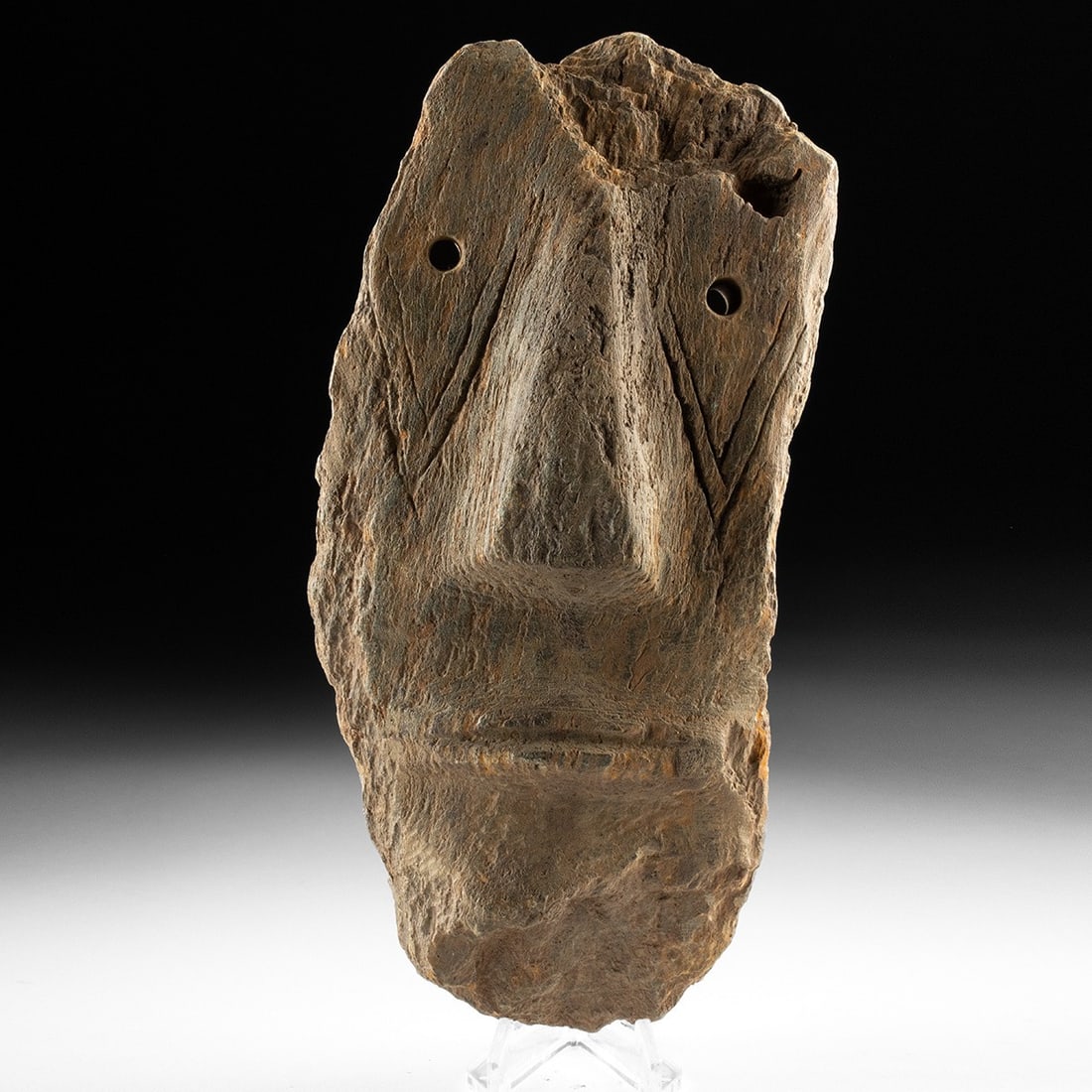 Mississippian Schist Stone Face Effigy Mask (1 of 3)