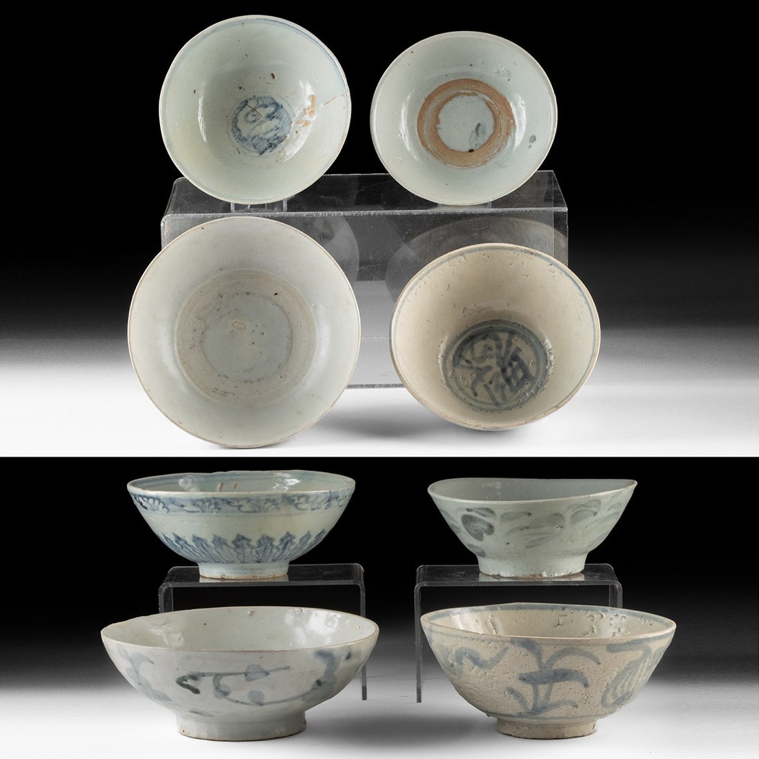 Four Ming Blue & White Bowls - Shipwreck Recovery (1 of 4)