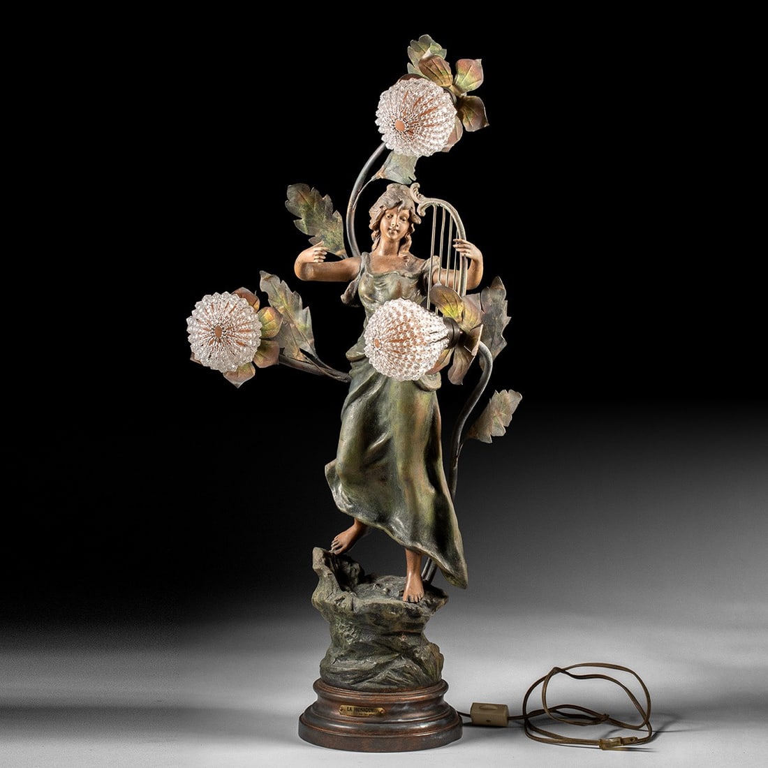 Georges Maxim Art Nouveau Lamp - "La Musique" (1 of 6)