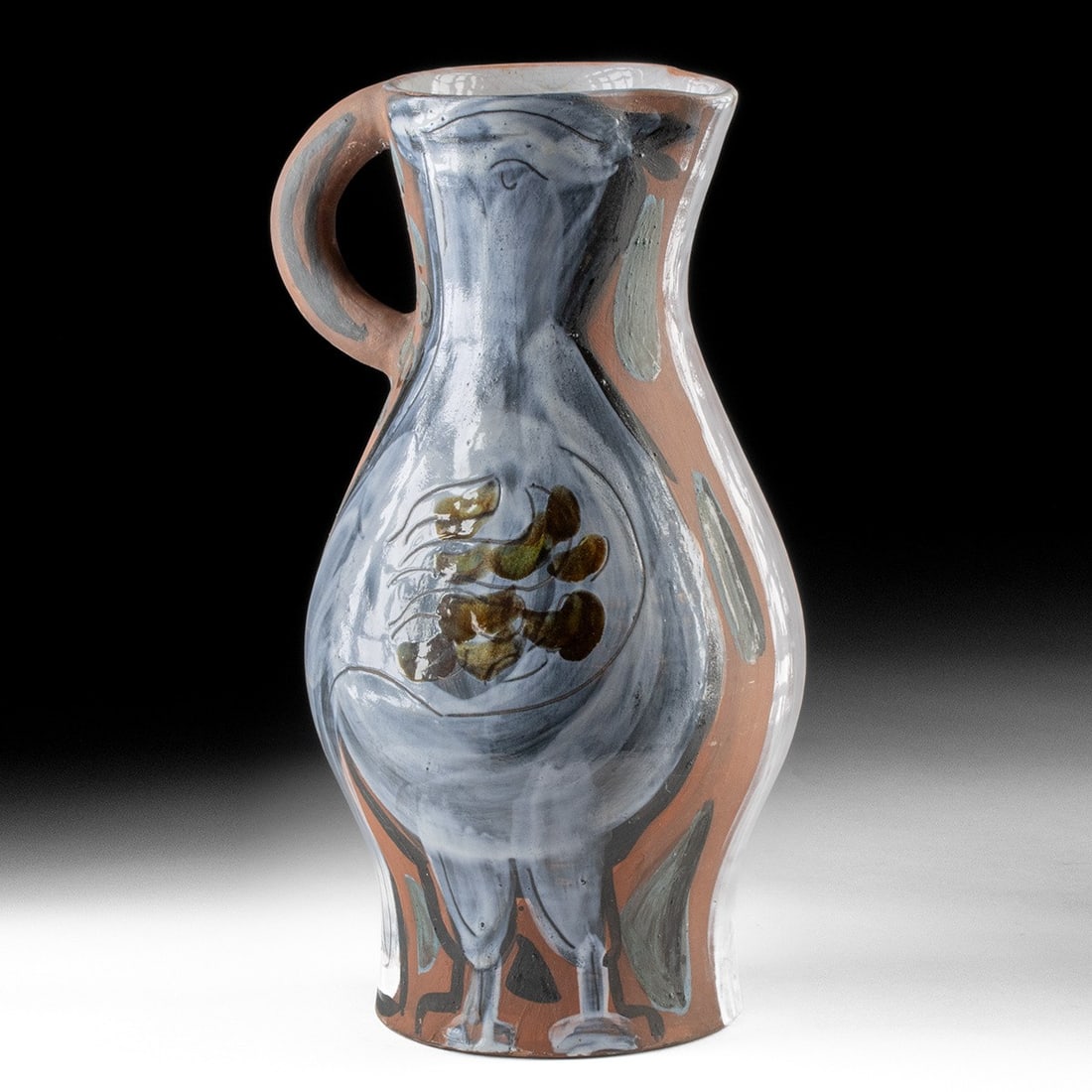 Jacques Innocenti Glazed Pottery Pitcher w/ Bird (1 of 5)