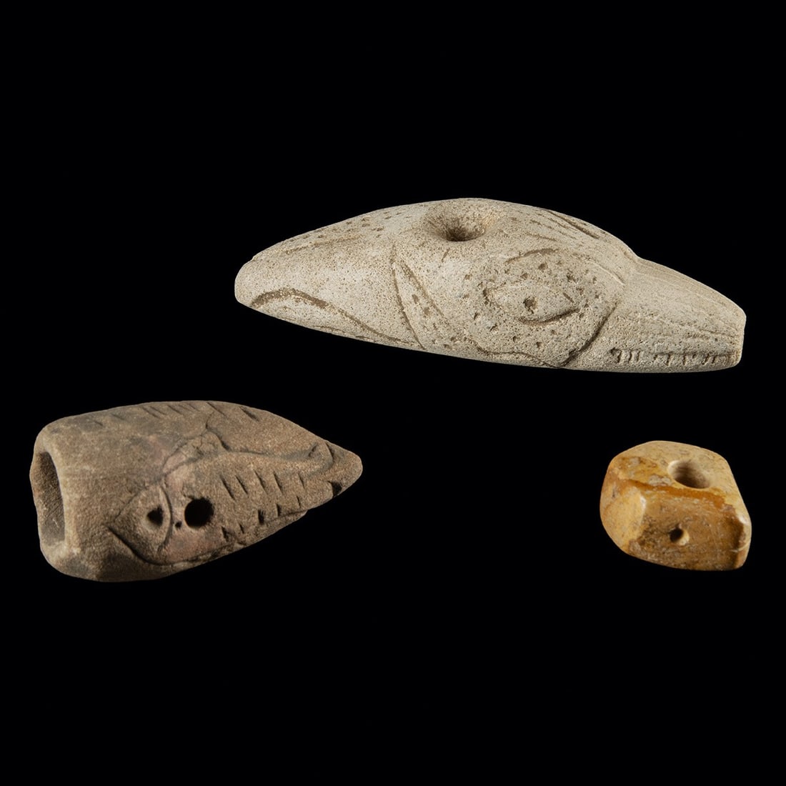 Three Mississippian Stone Animal Effigy Pipes (1 of 2)