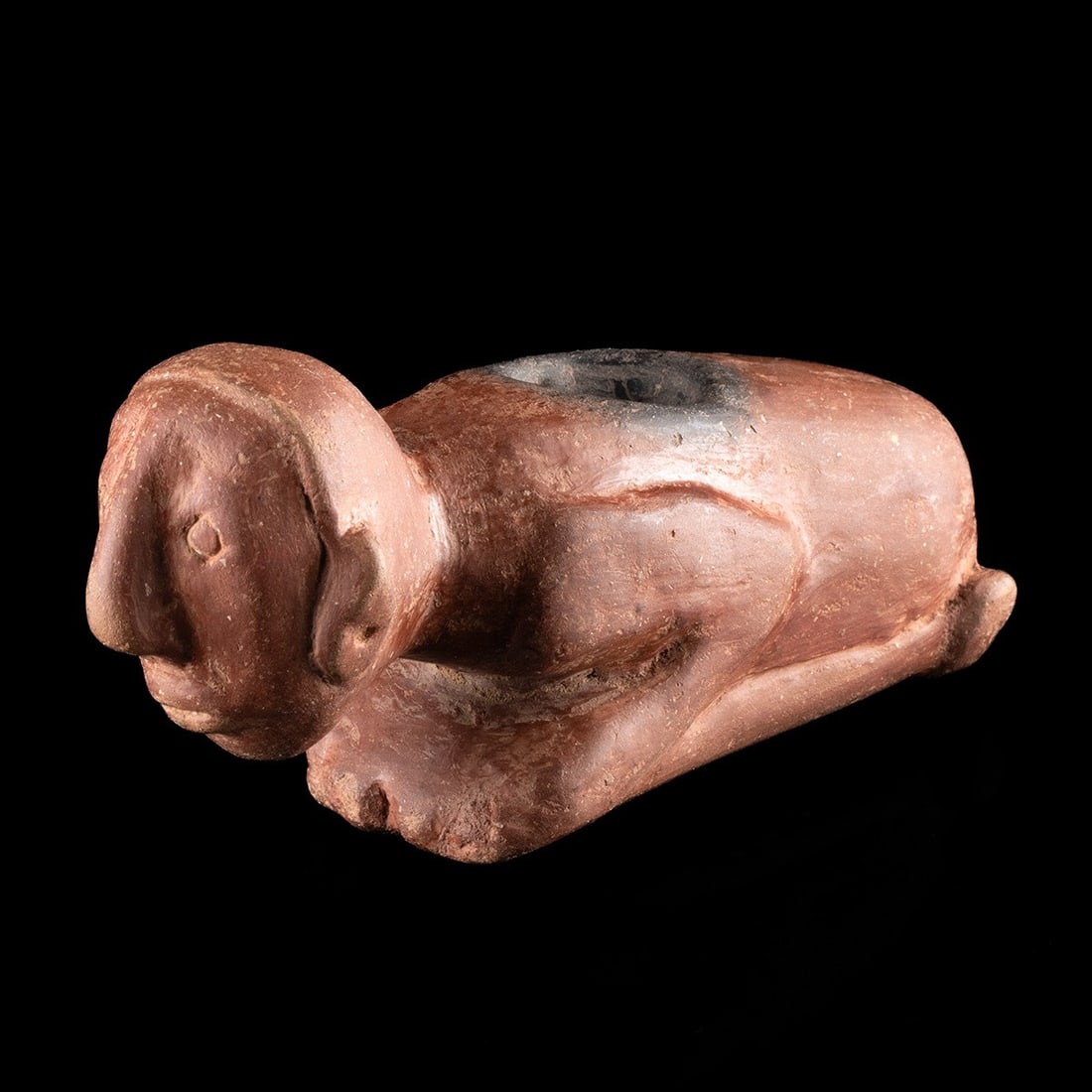 Cahokia Flint Clay Pipe - Crouching Human Effigy (1 of 4)