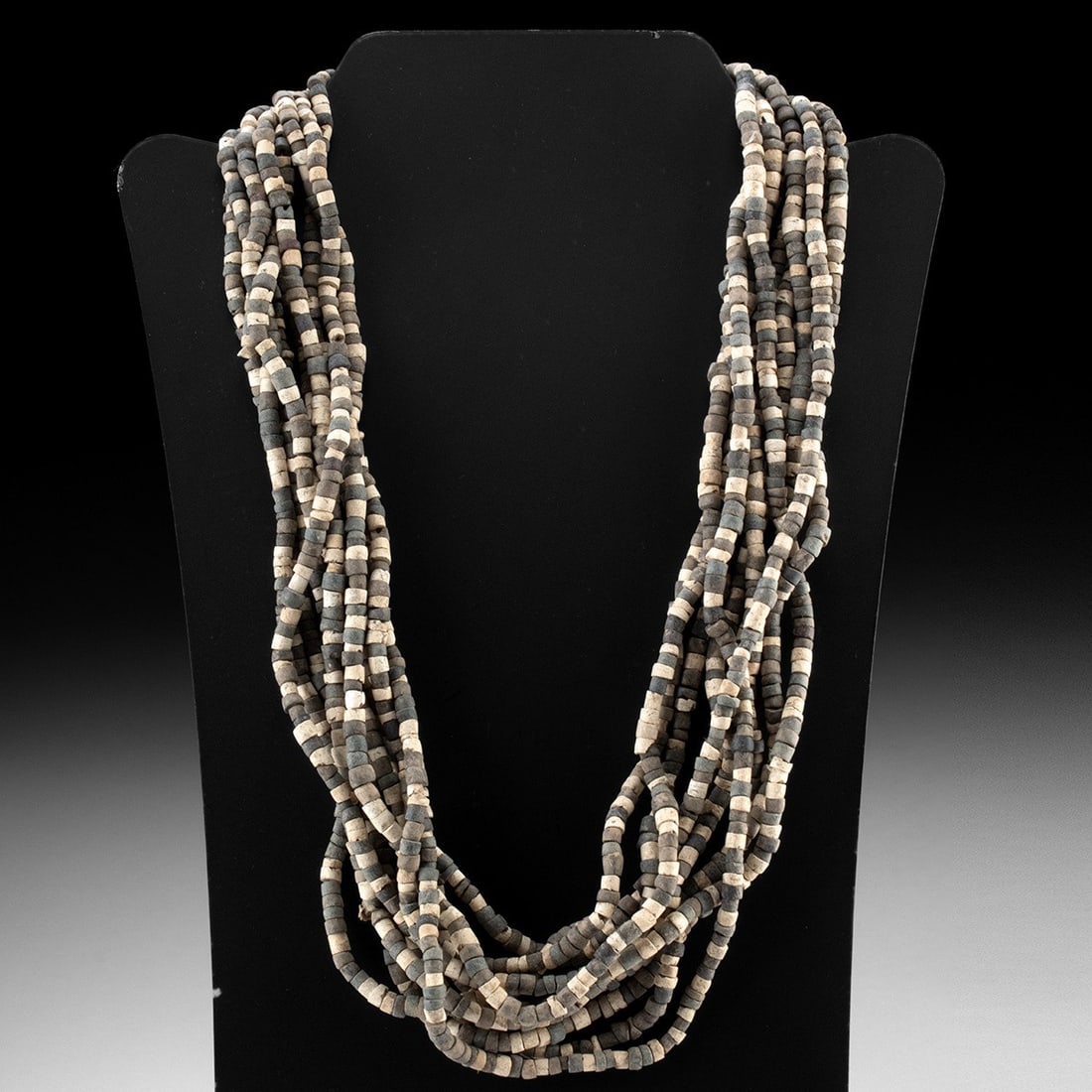 Sumerian Multi-Strand Black and White Bead Necklace (1 of 2)