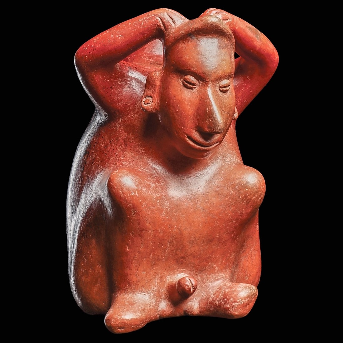 Colima Redware Seated Phallic Figure (1 of 4)