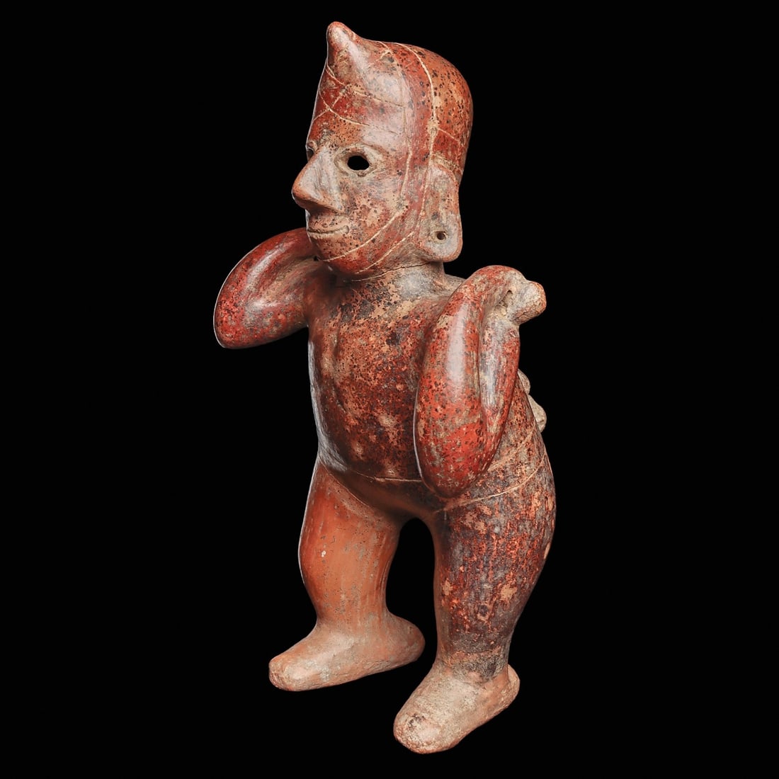 Colima Standing Redware Figure with Pole (1 of 4)