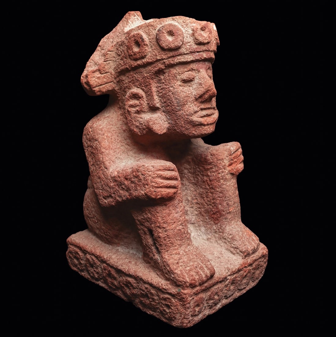 Aztec Red Stone Seated Figure (1 of 4)