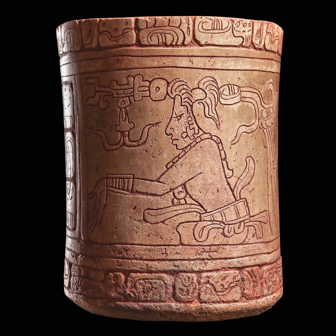 Maya Incised Decorated Glyph & Chiefs Cylinder Vase (1 of 4)