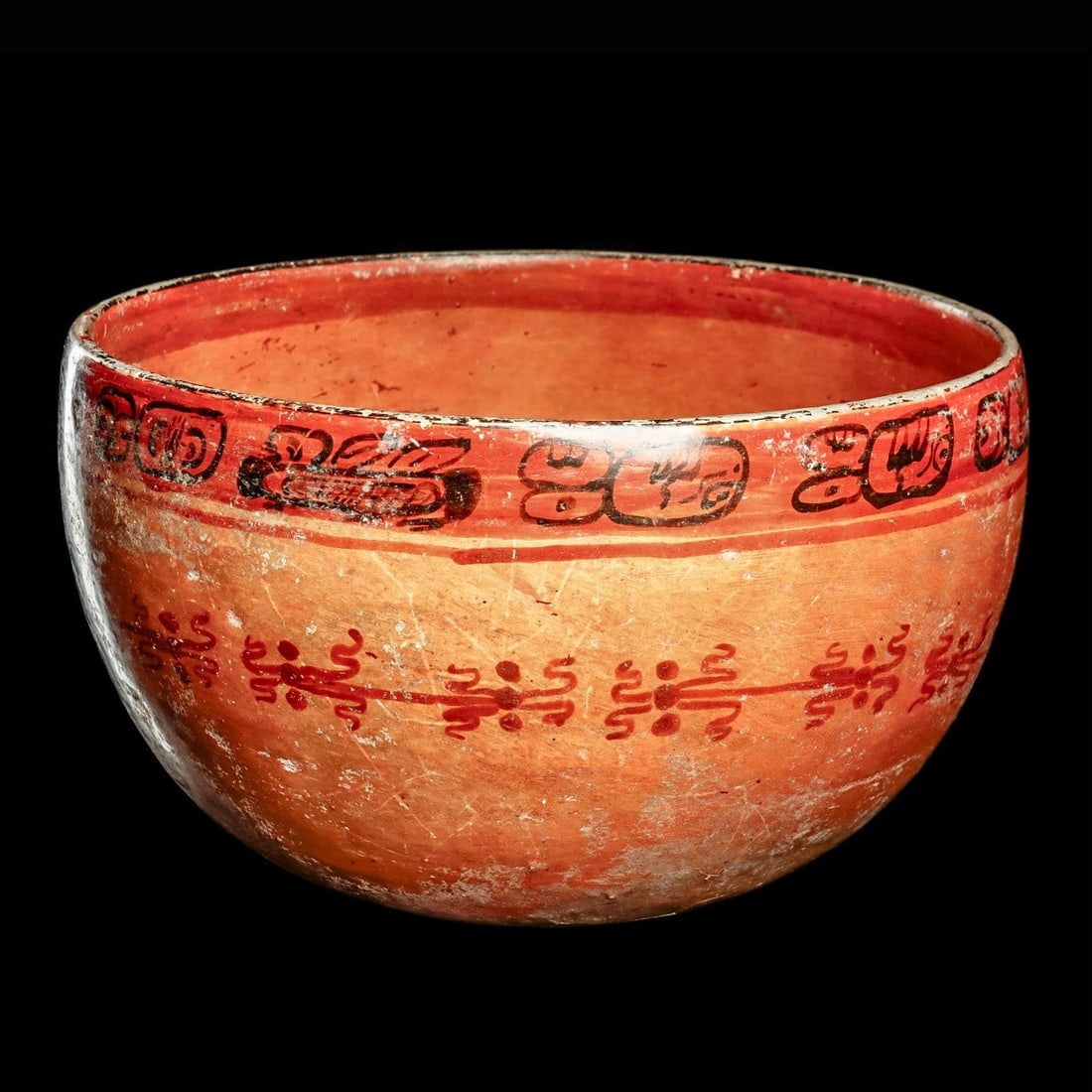 Maya Polychrome Decorated Glyph Bowl (1 of 4)