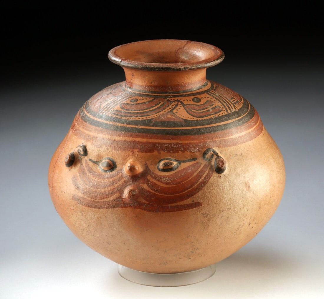Nicoya Period VI Polychrome Globular Face Vessel (1 of 5)