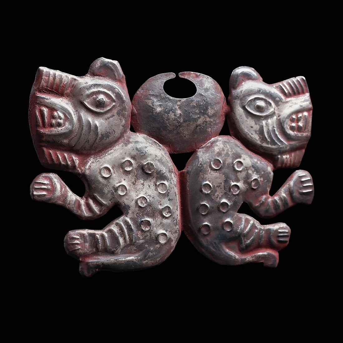Moche Silver Jaguar Nose Ornament (1 of 4)
