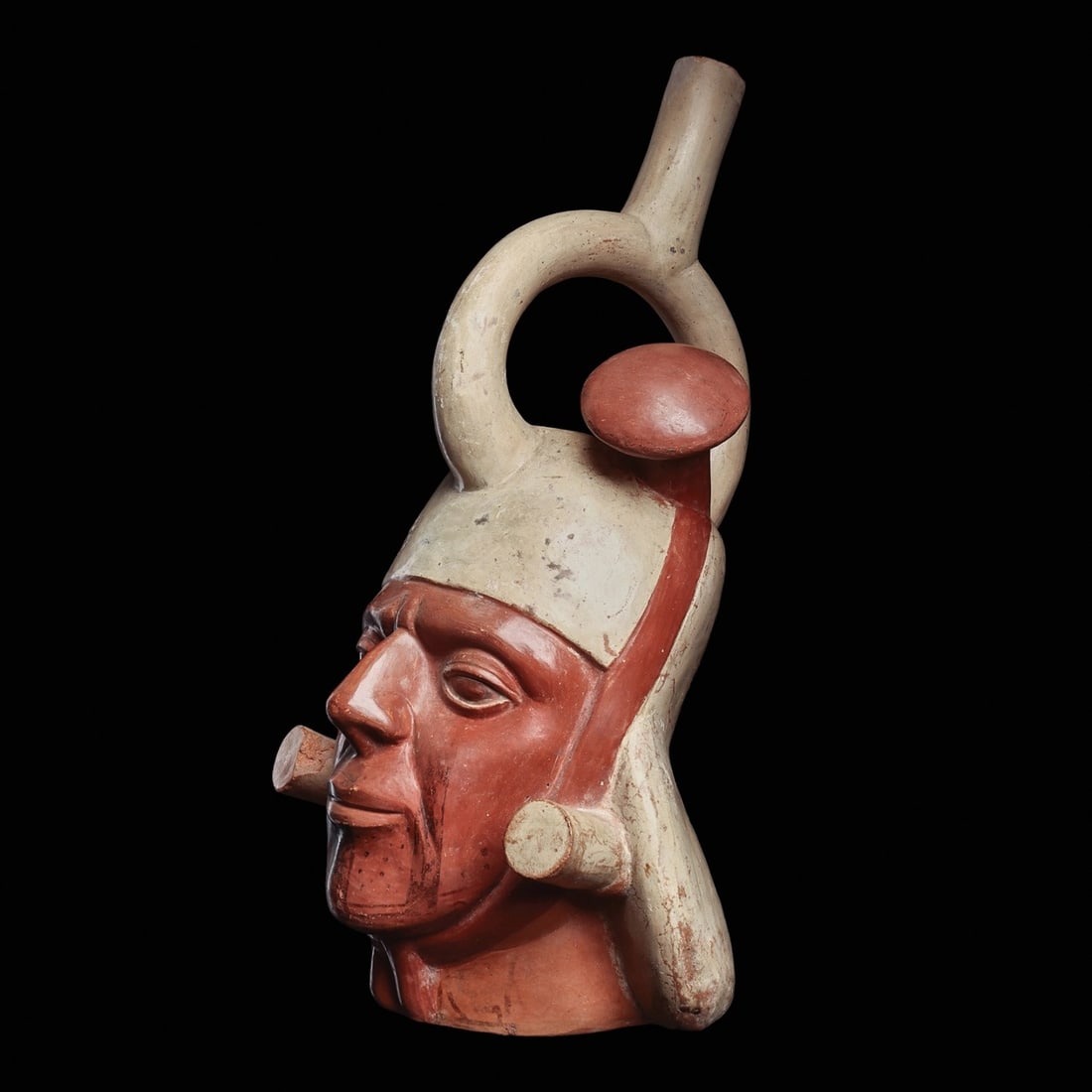 Moche IV Portrait Head Stirrup Spout Vessel (1 of 4)