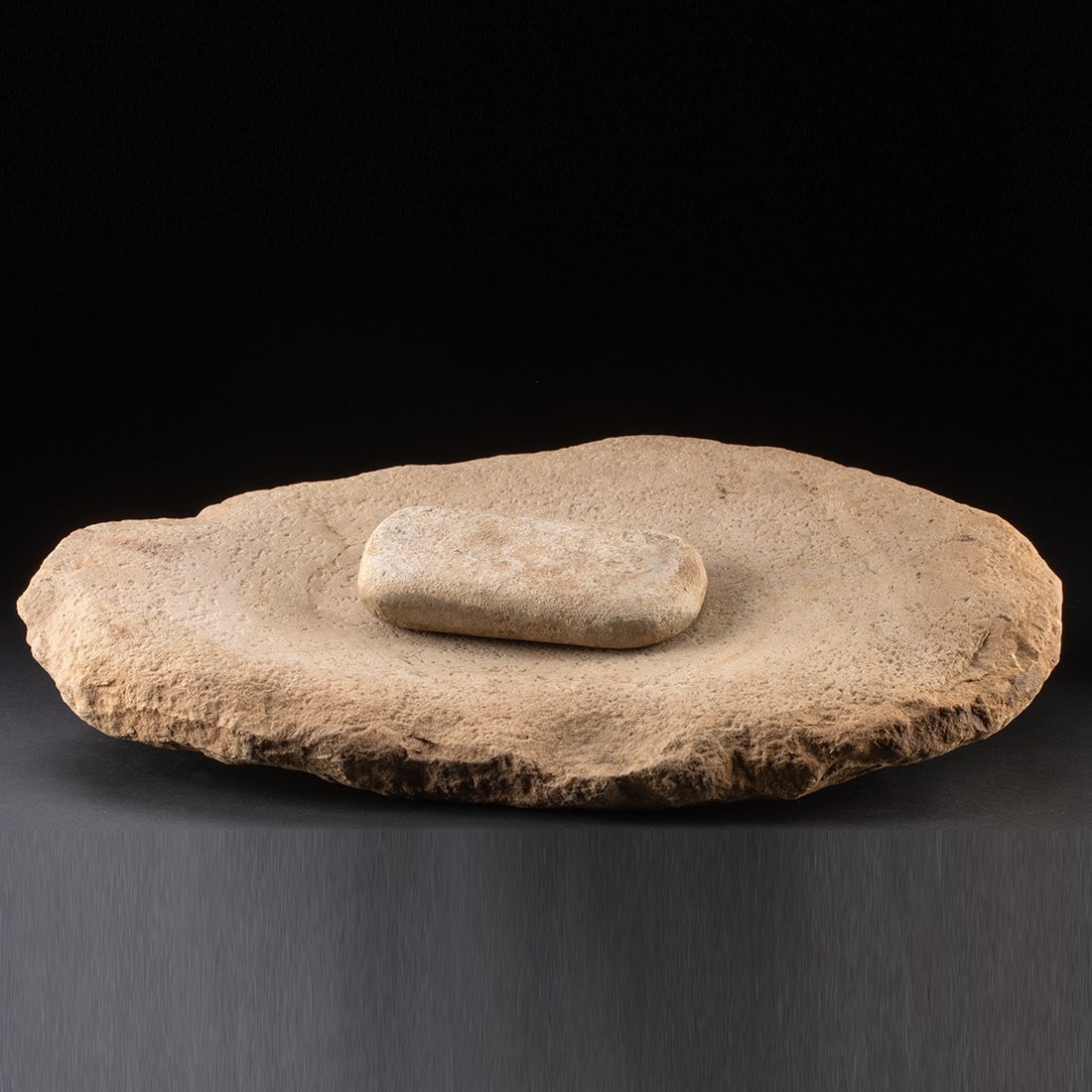 Pale Beige Ovoid Stone Metate (1 of 3)