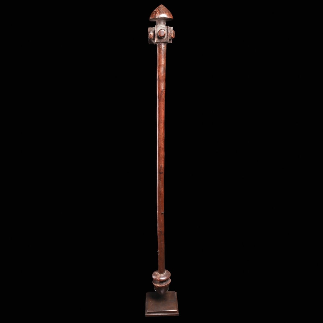 Old Vanuatu War Club: Melanesia, late 19th - early 20th century. Old Vanuatu war club with adorned top and bottom.37.5”H (95.2cm). Provenance: Ex. Michael Hamson, CA. Ex. private Wisconsin collection, old label