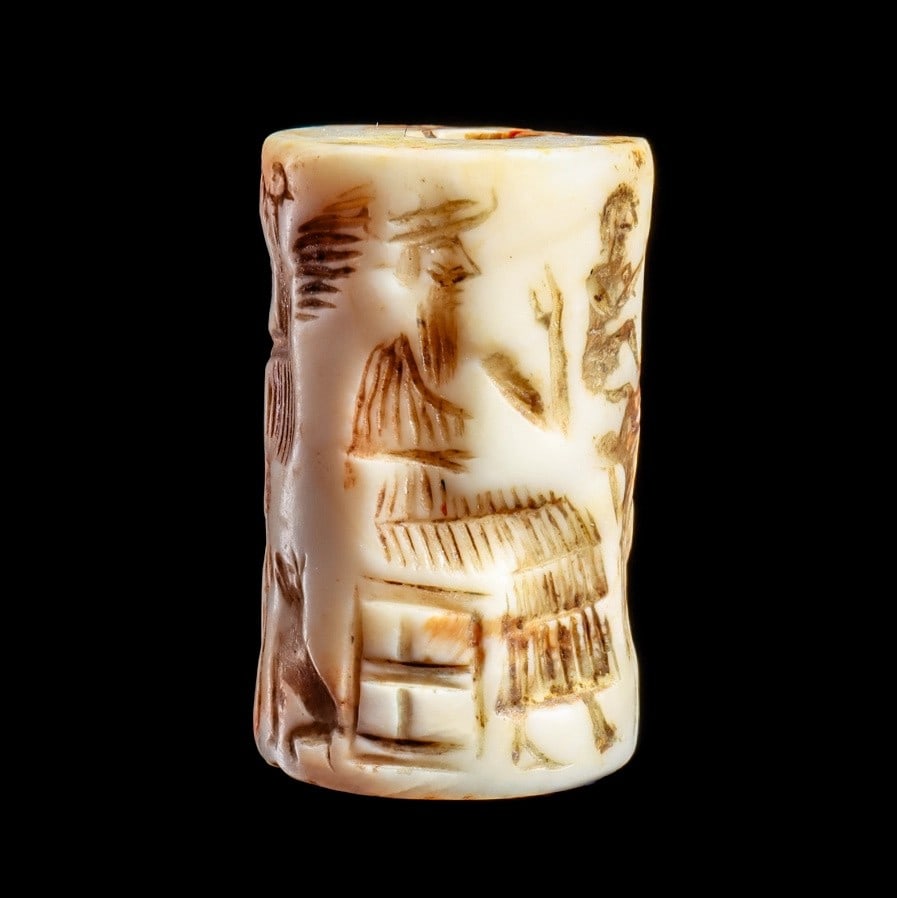 Babylonian Large White Shell Cylinder Seal (1 of 6)