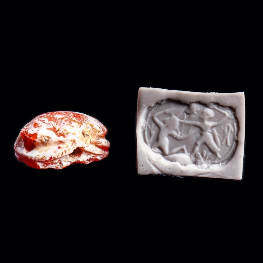 Greco-Phoenician Carnelian Scarab with Battle Scene (1 of 4)