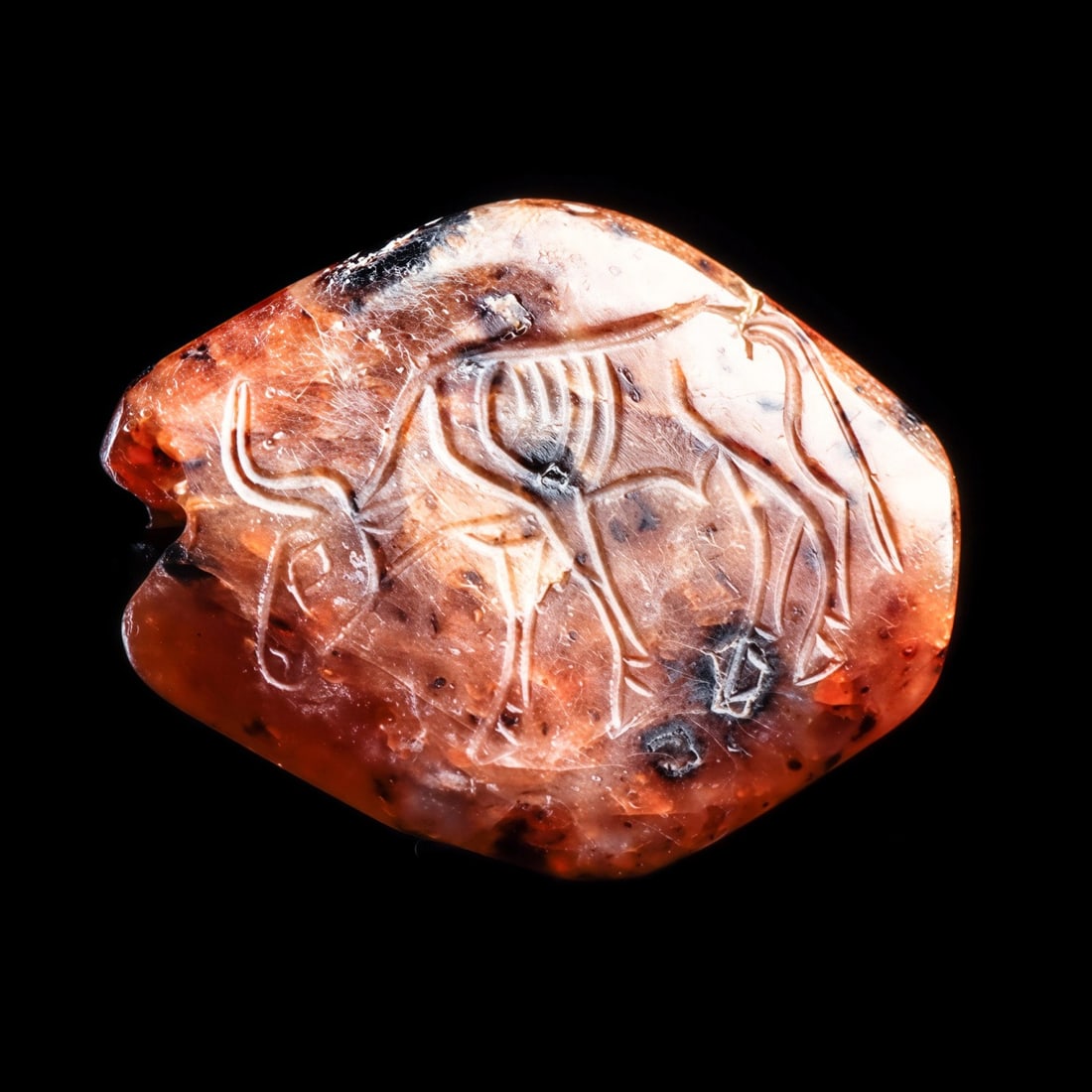 Mesopotamian Agate Bead with Incised Bull (1 of 5)