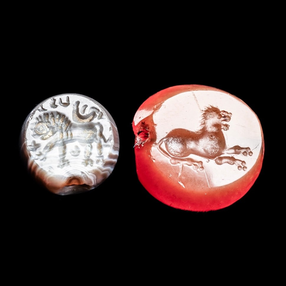 Sasanian Agate & Carnelian Stamp Seals (2) (1 of 3)
