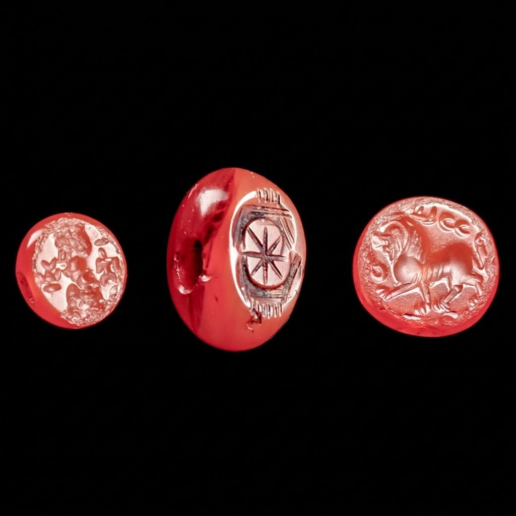 Sasanian Carnelian Stamp Seals (3) (1 of 3)
