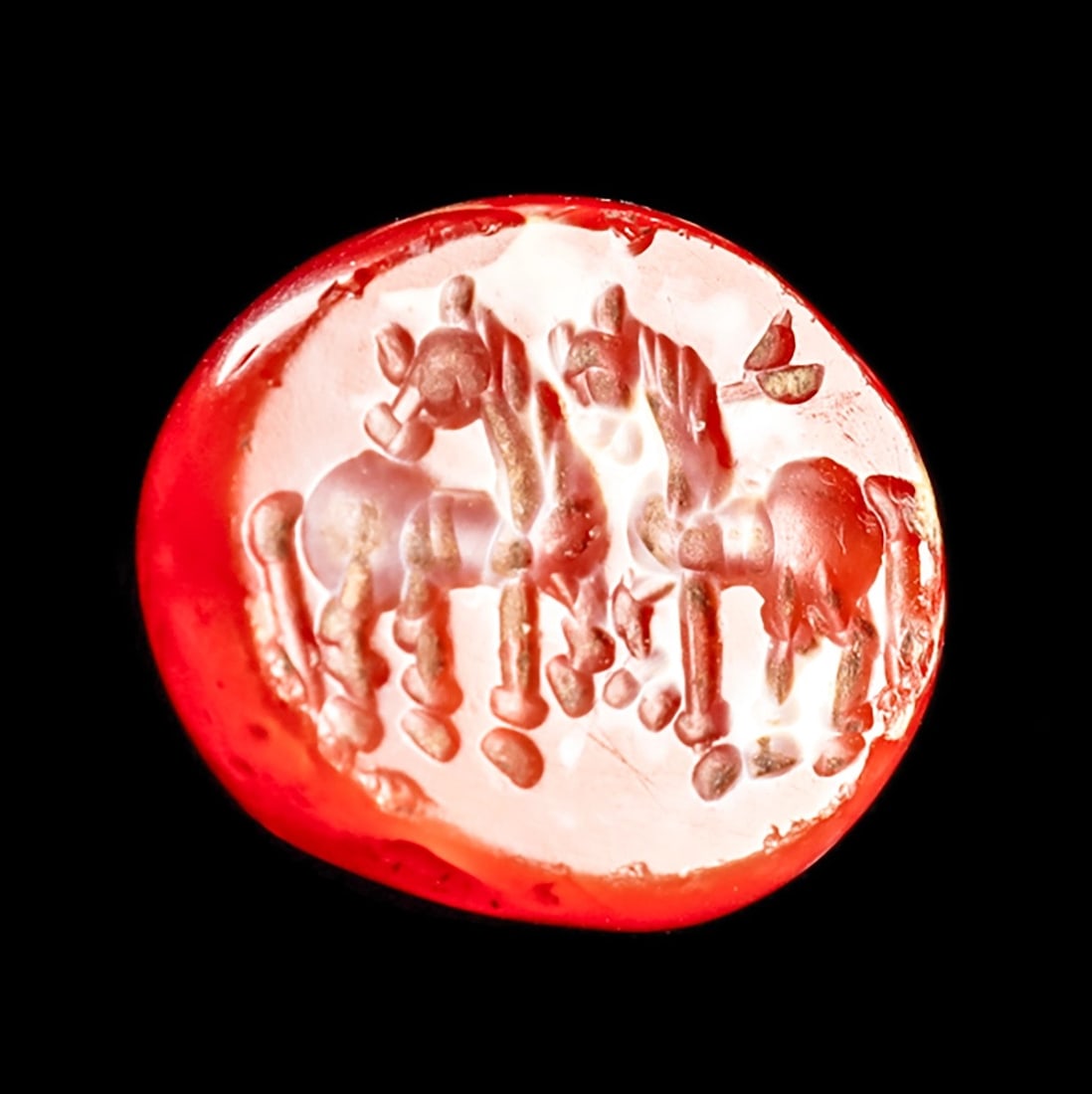 Sasanian Red-Orange Carnelian Stamp Seal (1 of 3)